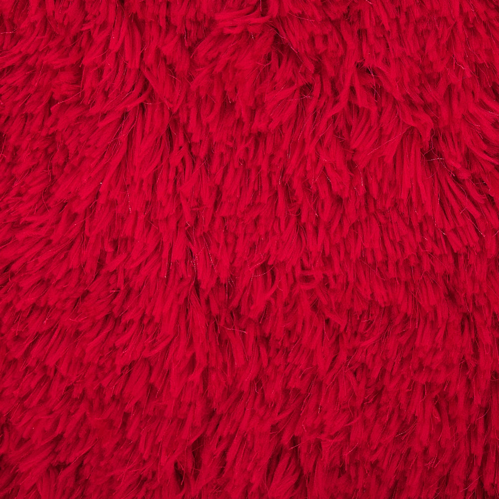 Tappeto Shaggy Tappeto a pelo lungo Solido Poliestere Rosso Rotondo 140 cm