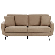 Divano a 3 posti in tessuto marrone chiaro con gambe nere stile retro imbottito