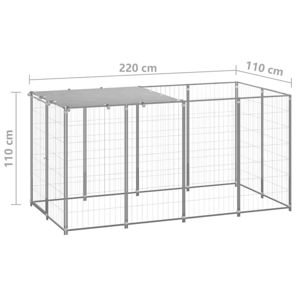 Gabbia per Cani Argento 2,42 m2 in Acciaio CFW4947793
