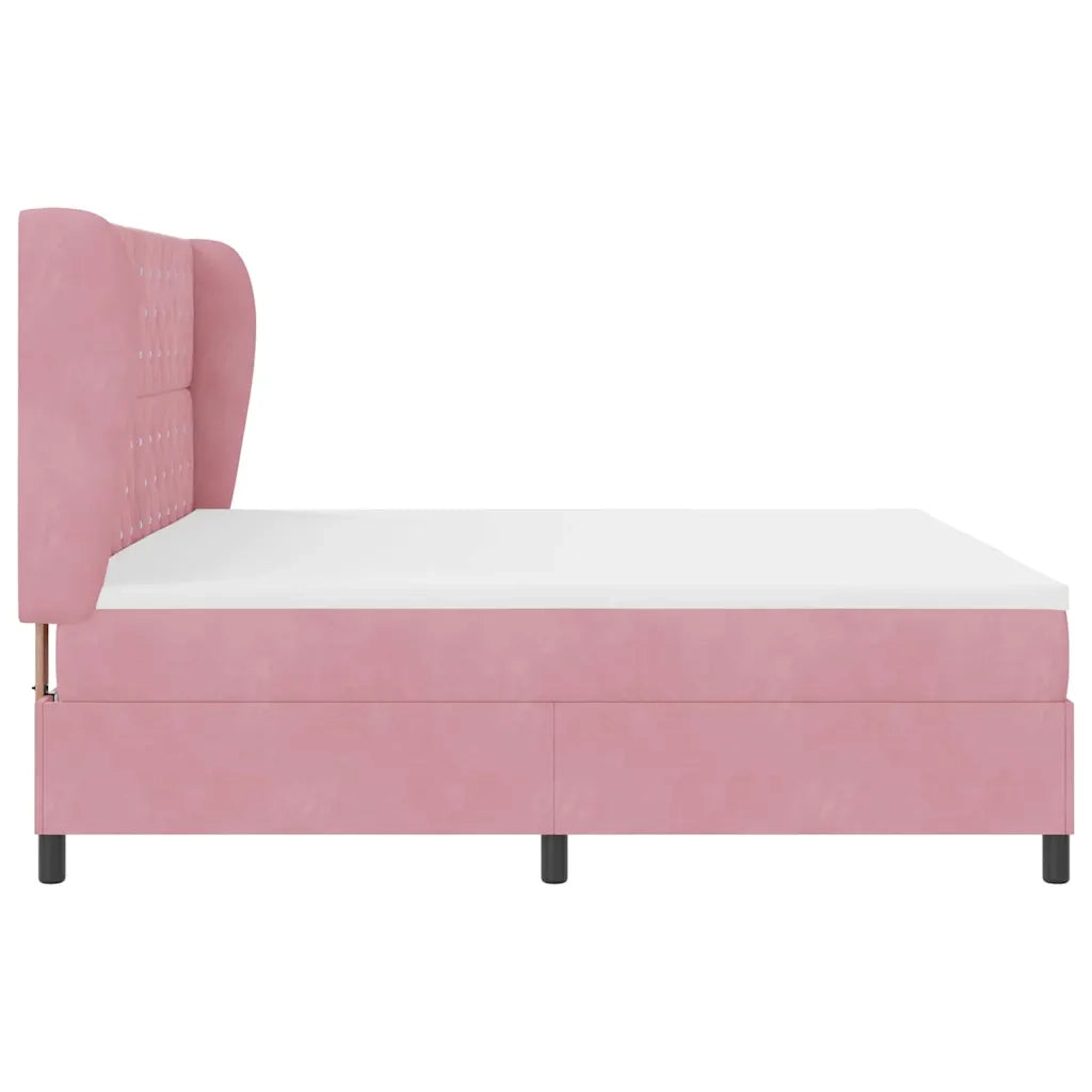 Letto a molle con materasso Rosa 200 x 200 cm Velluto 3340897