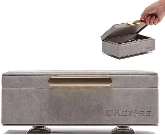 Cassaforte per chiavi | Cassetta Faraday per chiavi di auto | Cassaforte per blocco segnali per chiavi di auto | RFID | Chiusura magnetica | Cassaforte per chiavi | Blocco segnali per sicurezza auto | Comando a una mano (grigio chiaro)