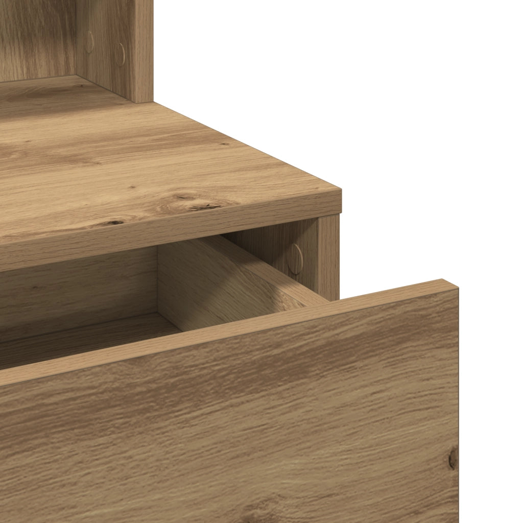 Toeletta con Specchio e LED in Rovere Artigianale in Legno Ingegnerizzato
