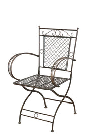 Biscottini Sedia poltrona con braccioli in ferro battuto finitura ruggine anticata 60x51x96 cm