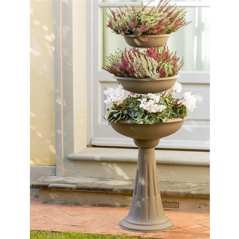 CIOTOLA PER FIORI CON COLONNA 'TREVI' Ø cm 30/40/50 - cappuccino  - BAMA
