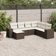 Set Divani da Giardino 7 pz con Cuscini Marrone in Polyrattan 3254040