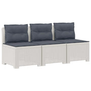 Divano da giardino 3 posti con cuscini in look rattan PP Bianco 8011987