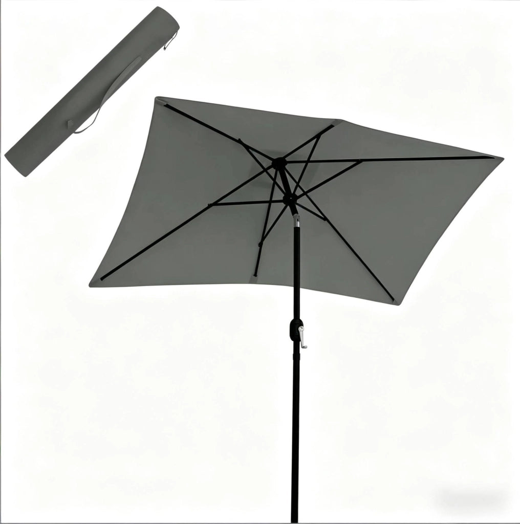 Ombrellone da giardino e balcone 206 x 135 cm in poliestere impermeabile grigio scuro