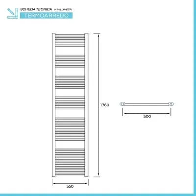Termoarredo scaldasalviette cromato 55x180 interasse 50 cm