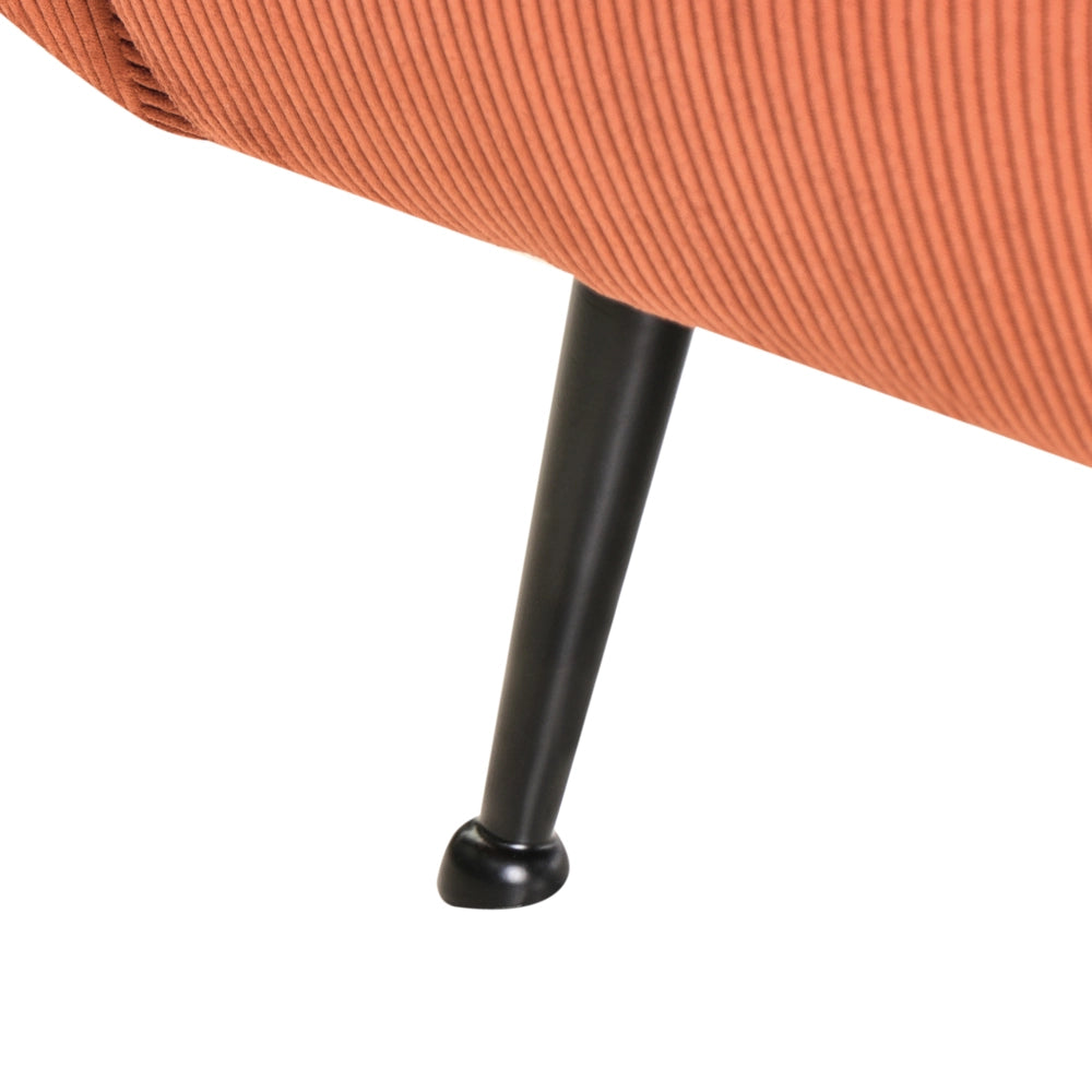 Poltrona in velluto a coste imbottita in stile retrò con schienale basso arancione soggiorno camera da letto