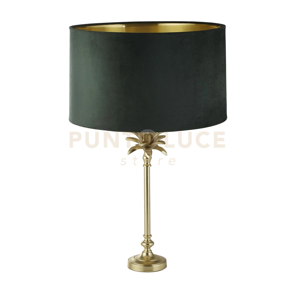 Lampada da tavolo Palm - Ottone satinato e paralume in velluto verde