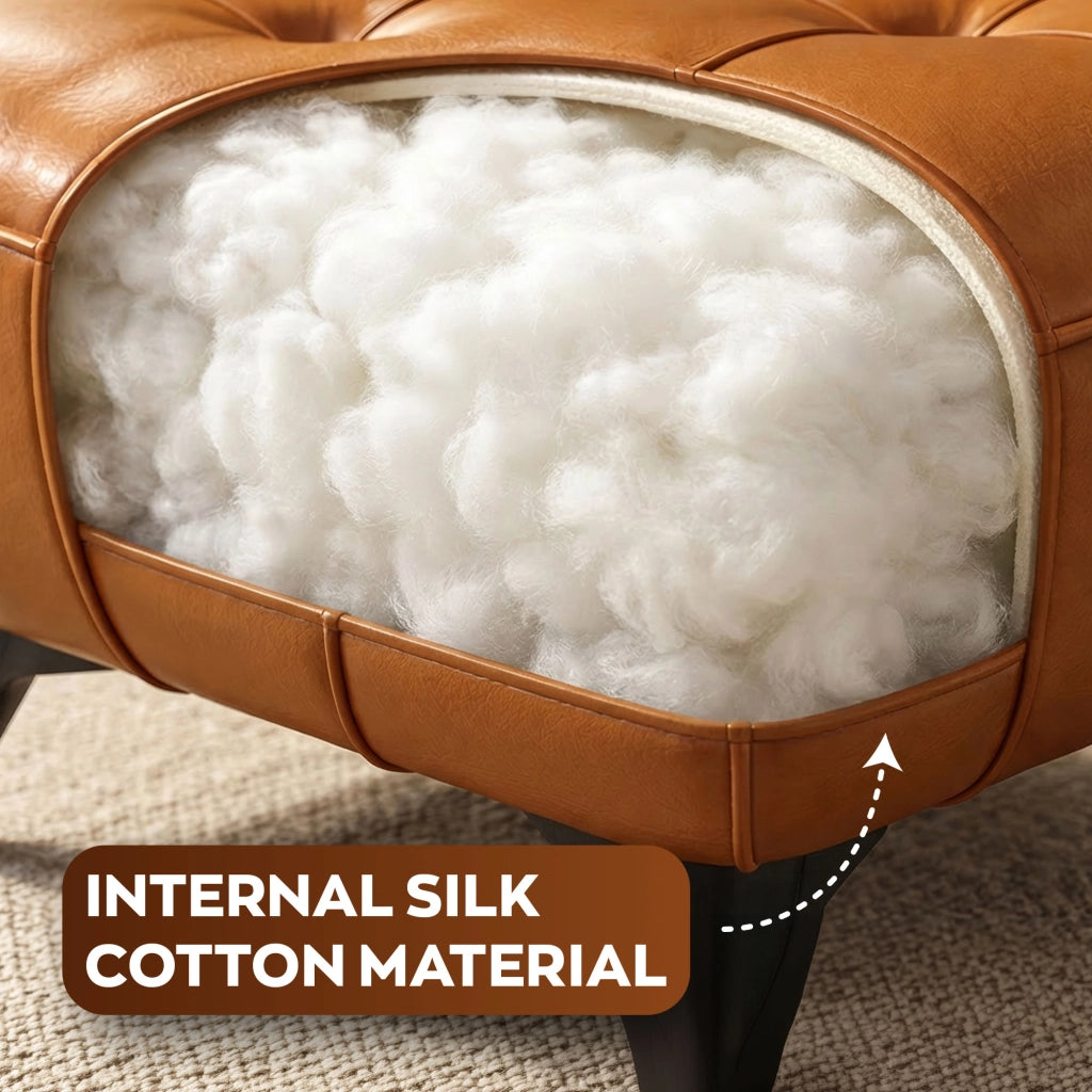 Kumo - Sgabello Pouf Ottomano Moderno 35,5x25x30 cm Poggiapiedi in Similpelle Cuoio