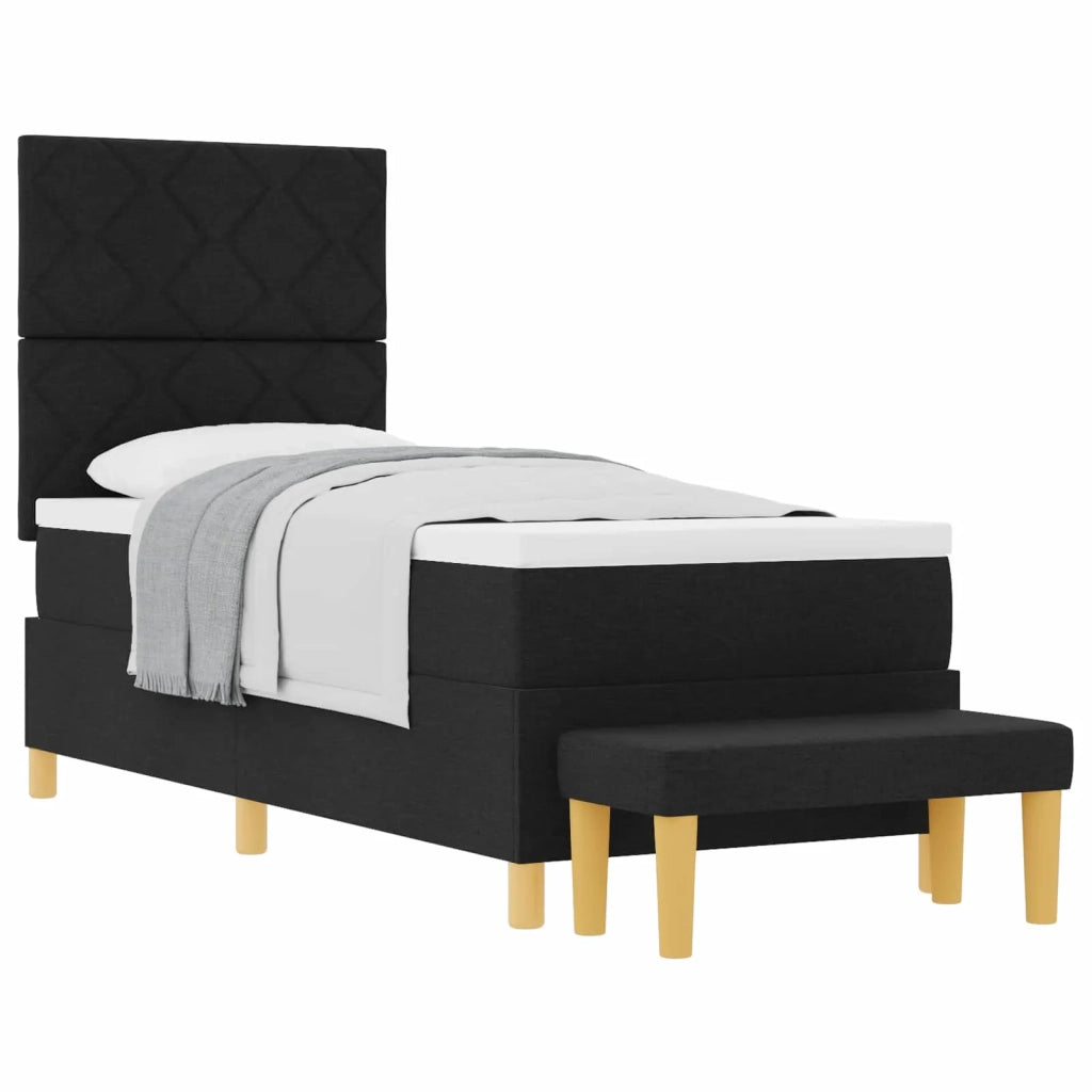 Letto a molle con materasso Nero 80 x 200 cm Tessuto