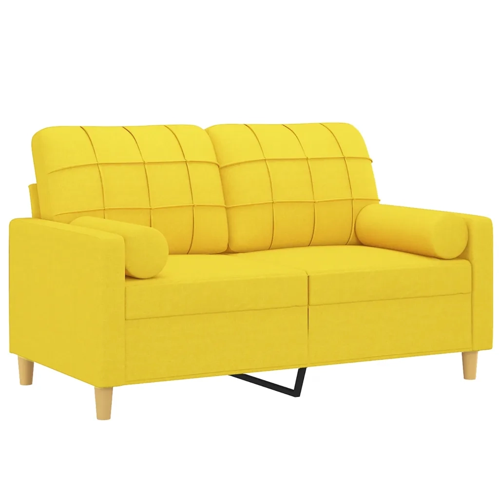 Divano a 2 Posti con Cuscini Giallo Chiaro 120 cm in Tessutocod mxl 118921