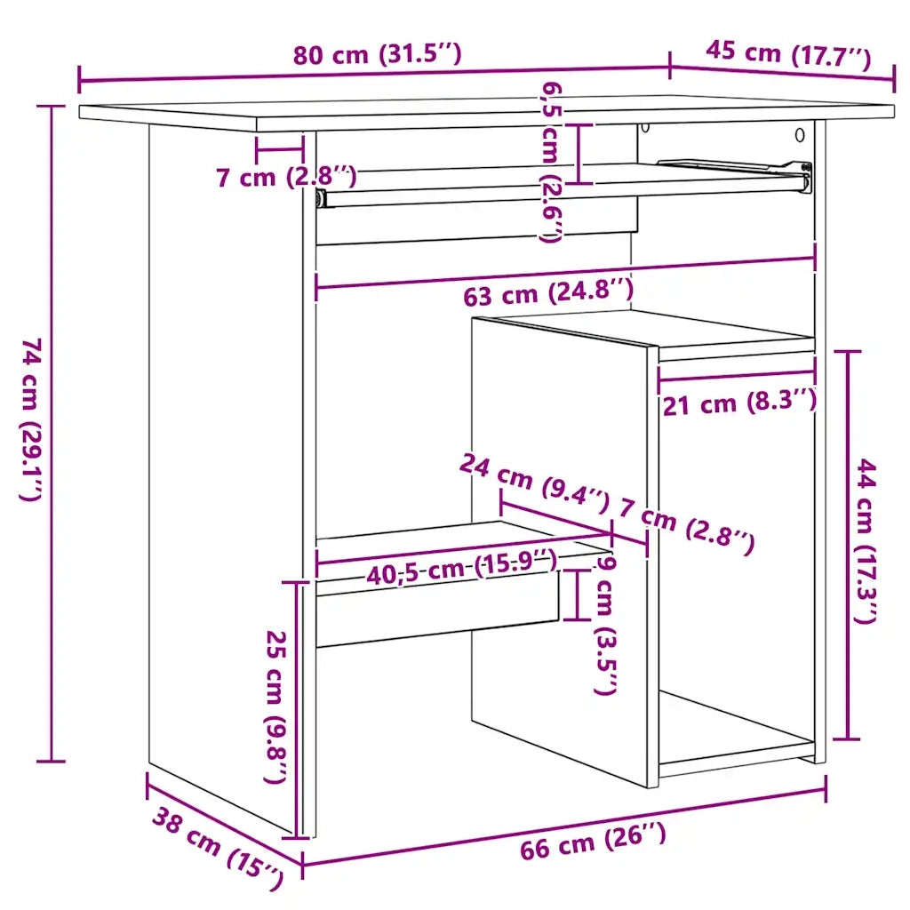 Scrivania Rovere Sonoma 80x45x74 cm in Legno Multistrato 801367