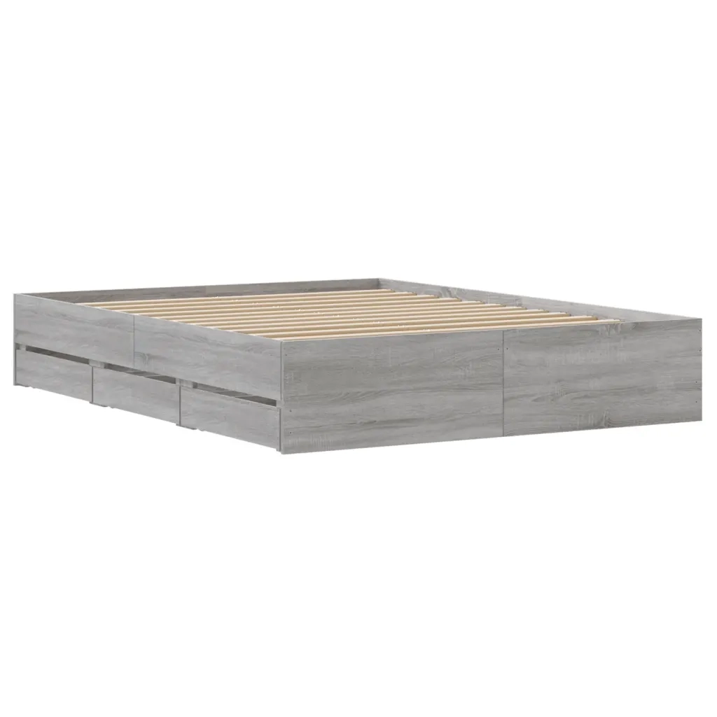 Giroletto Cassetti-Struttura Letto con contenitore Grigio Sonoma 140x200 cm Legno Multistrato 168708