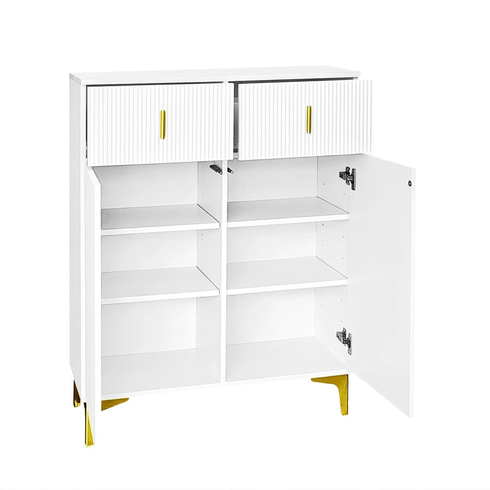 Sideboard Scarpiera con Cassetti e Ripiani Regolabili ¨C MINIMAL ¨C Bianco/Oro