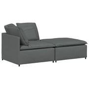 Divano | Divano da soggiorno | Sofa Modulare con Poggiapiedi e Cuscini Tessuto Grigio Scuro