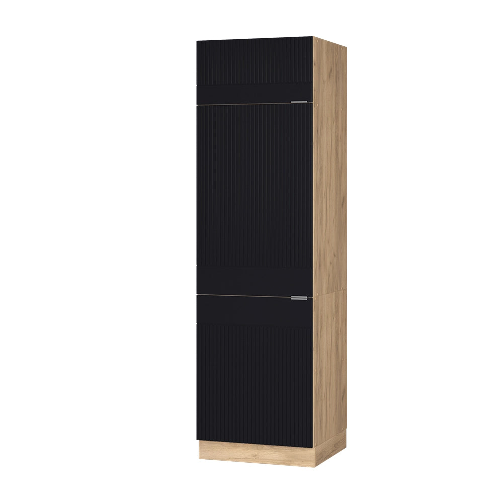 Armadio frigorifero Fame-Line Nero rigato/Rovere dorato 60 cm Vicco