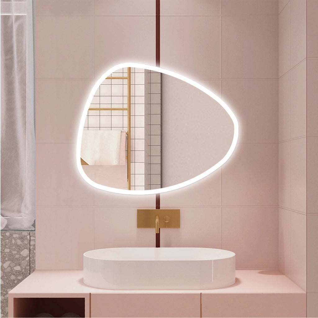 AICA Specchio da bagno  80 x 65 cm, dimmerabile, Funzione Memoria, antiappannamento, 3 colori