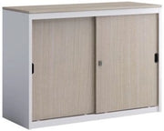 Armadio metallico scorrevole con ante in melaminico da ufficio cm. 120x45x69h
