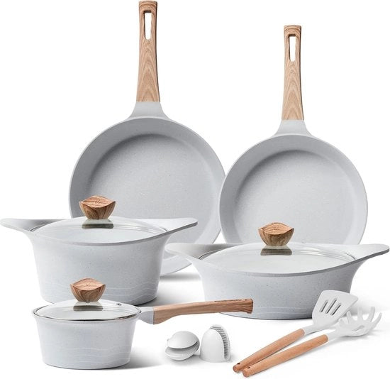 Set di pentole - Pentola con coperchio - Pentola a cuscino - Padella - Wok