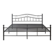 Letto Matrimoniale Florenz in Acciaio con Testiera Decorativa e Materasso 160 x 200 cm Nero [en.casa]