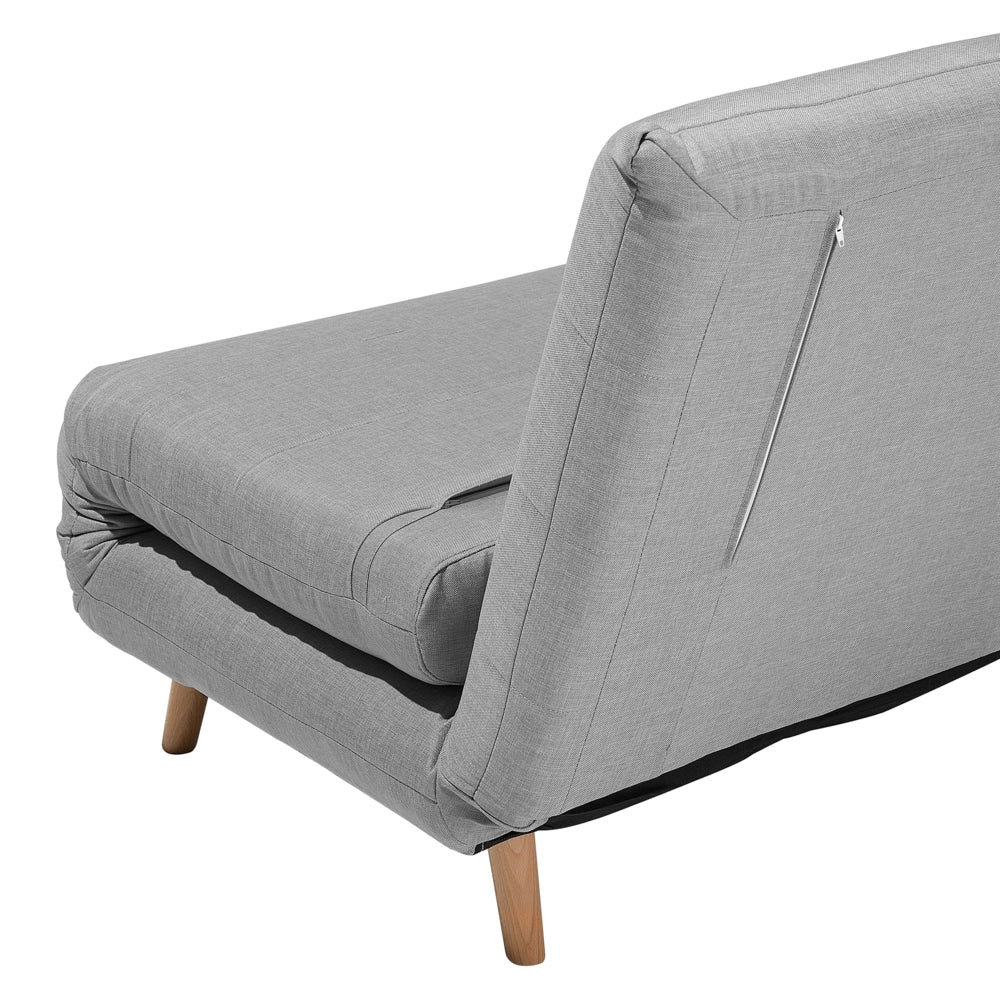 Divano letto piccolo in tessuto grigio chiaro 1 posto letto pieghevole senza braccioli scandinavo