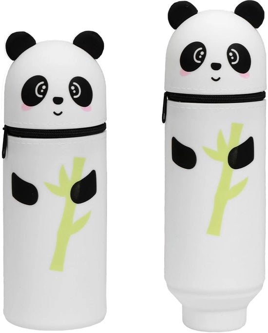 Etui 2-in-1 in silicone, panda bianco, per bambine, regalo per il ritorno a scuola, con cerniera, altezza 20 cm