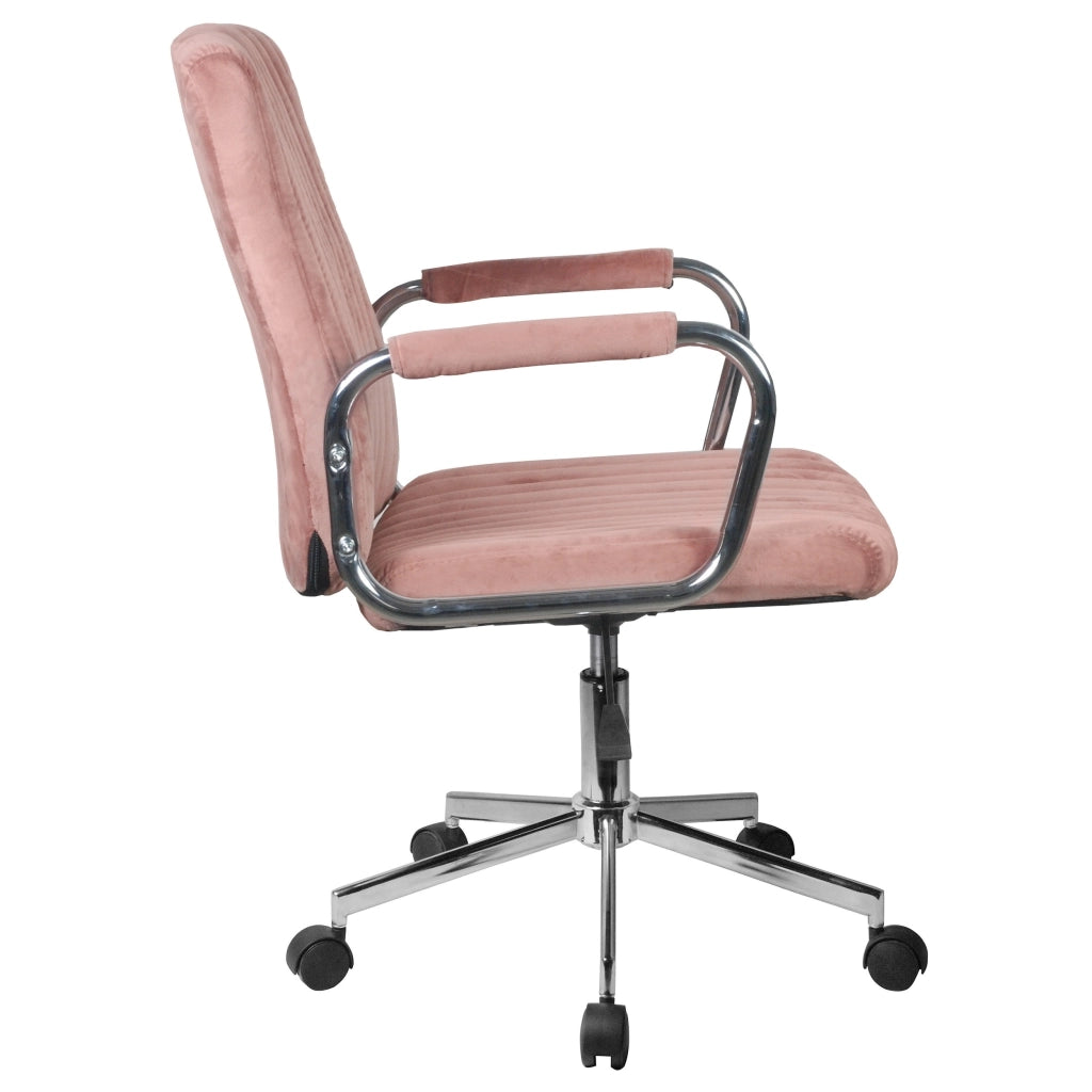 Sedia girevole su ruote in velluto FD24 Rosa