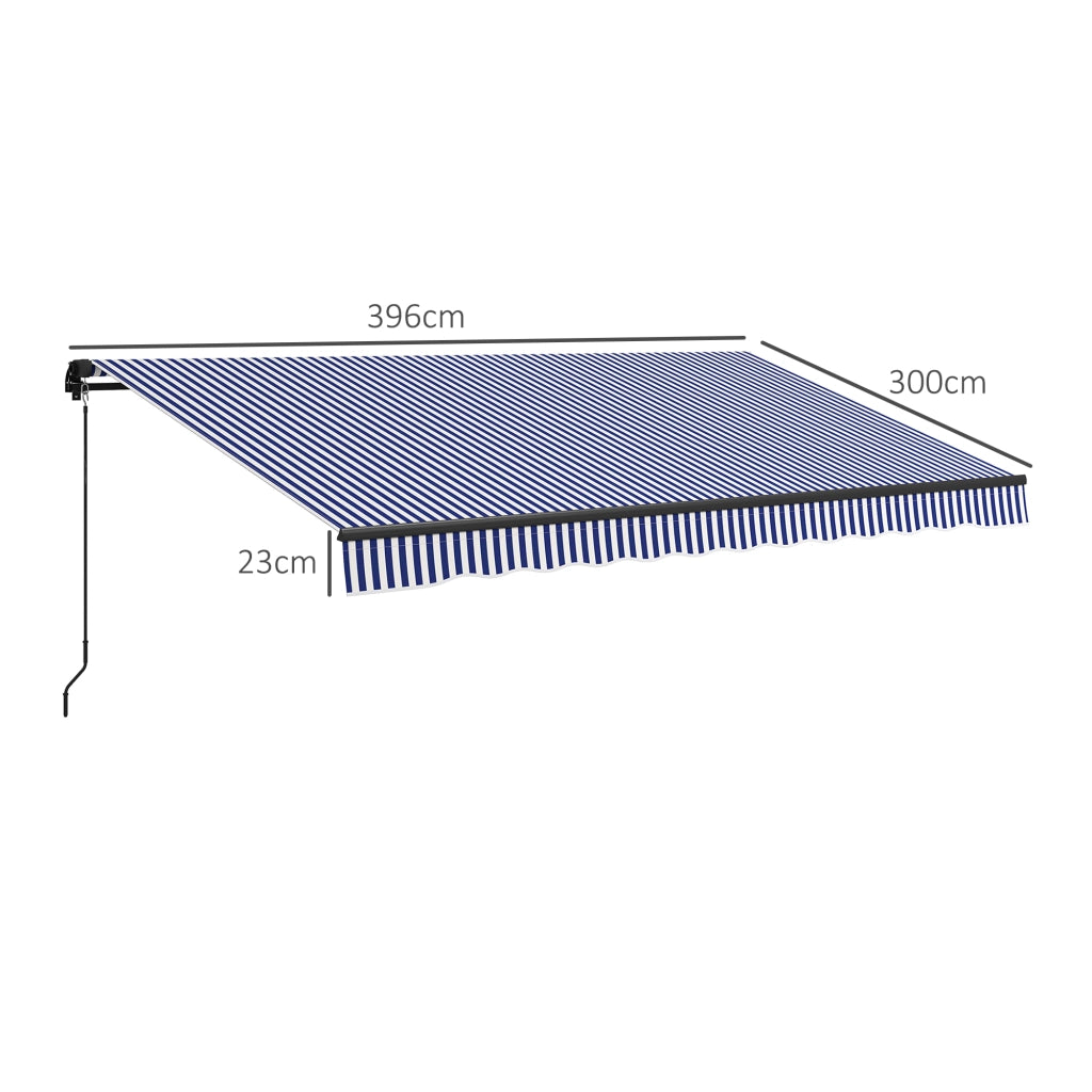 Tenda da sole per terrazza ¨C Zephmum ¨C Blu e bianco 400x300 cm