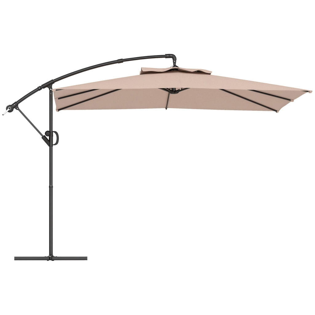 Ombrellone da Giardino 3x3 m con Base a Croce ¨C zephmum ¨C Metallo e Poliestere Color Cachi