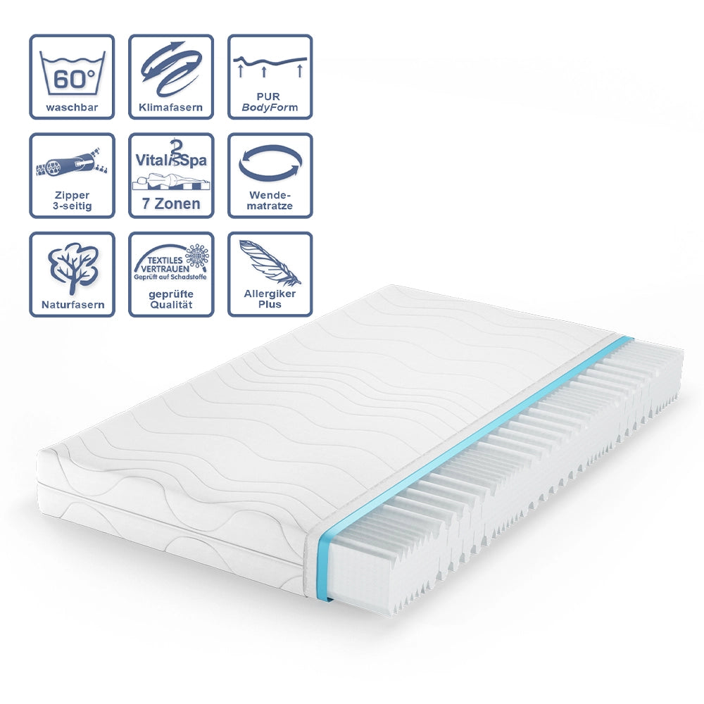 Vitalispa Materasso in schiuma fredda Bianco 140 x 200 cm 20 cm di altezza