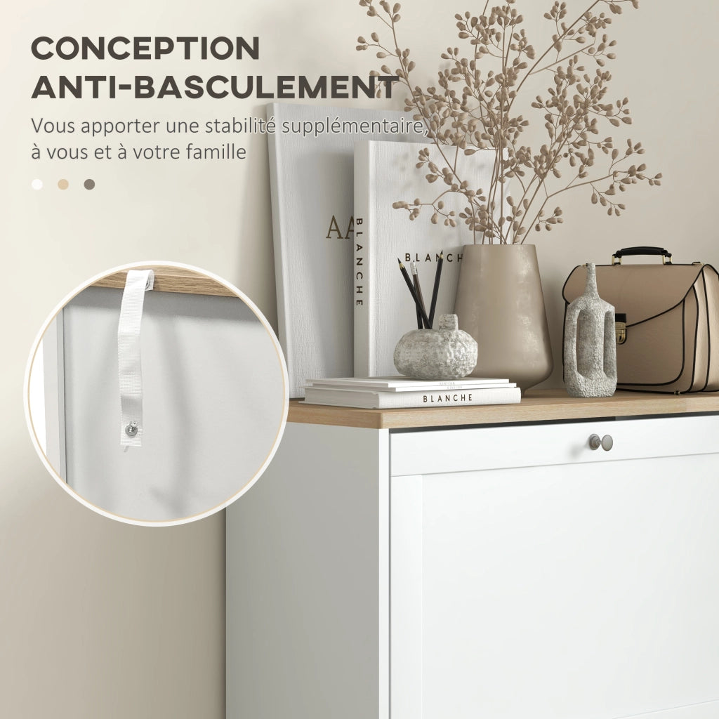 Scarpiera Scandinava 3 Ante ¨C Zephmum ¨C Bianco Legno 60x23.5x115
