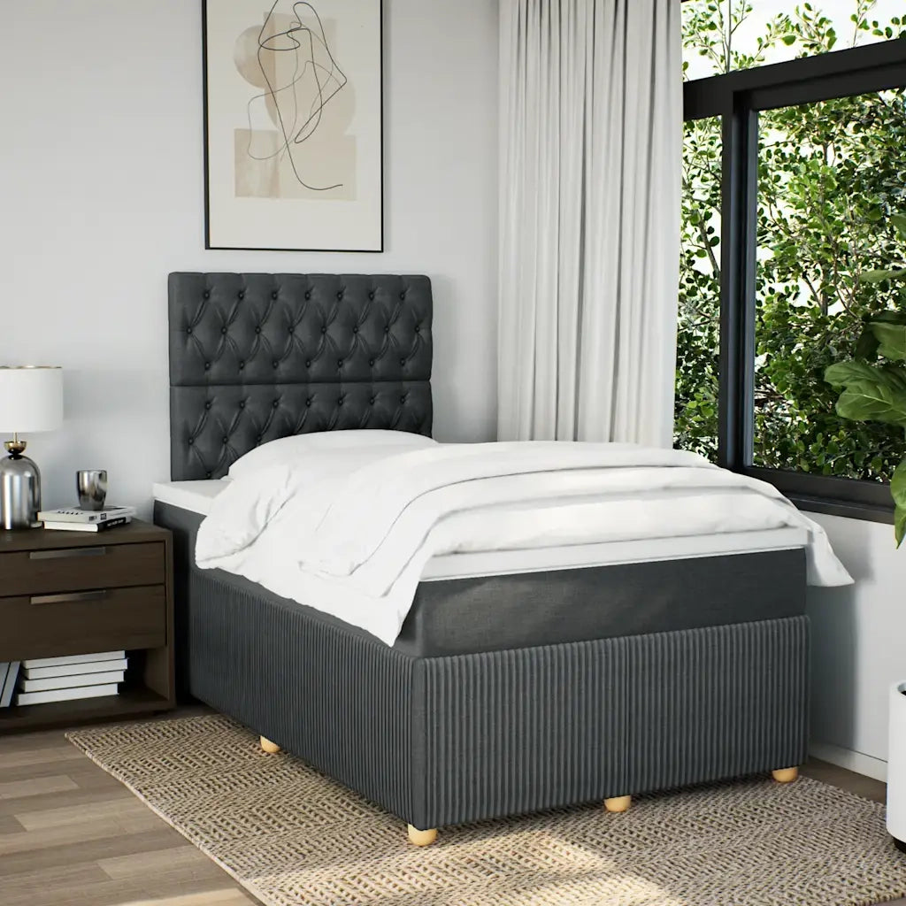 Giroletto a Molle con Materasso Grigio Scuro 120x190cm Tessuto