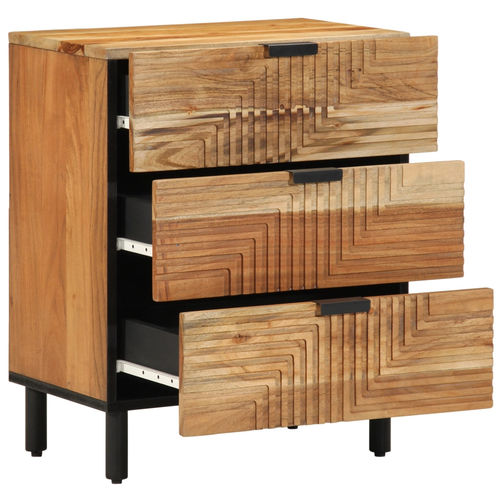 comodino  50x33x62 cm in legno massello di acacia