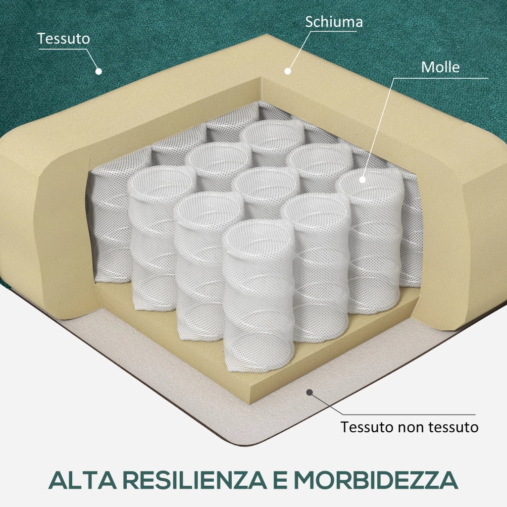 Poltrona per Salotto in Stile Francese 74x86x102 cm Rivestimento Effetto Lino Verde Scuro