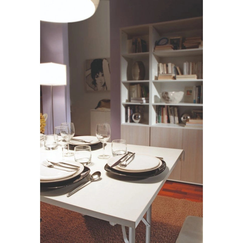 Tavolo pieghevole 125x75 con gambe in metallo e piano 22 mm bianco 60 kg - Terraneo