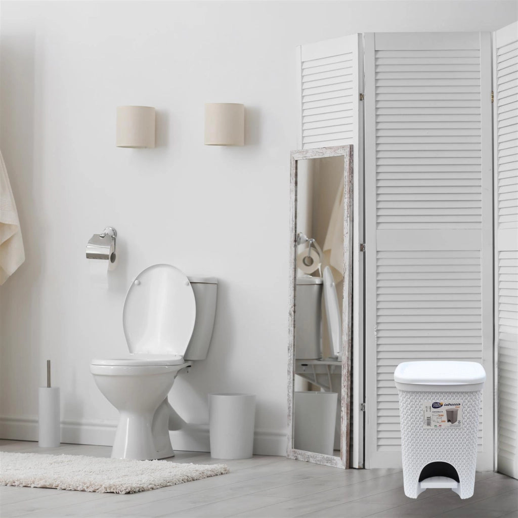 SET BIDONE RACCOLTA BIANCHERIA PER PANNI COLORATI + PATTUMIERA CON PEDALE BIANCA
