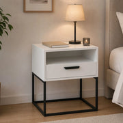 Leha, Comodino un Ripiano, 60x39x65h cm Bianco