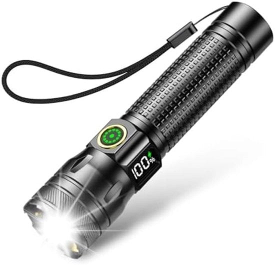 Lanterna LED Ricaricabile - 2000 Lumen Funzione di Zoom - IP65 Impermeabile