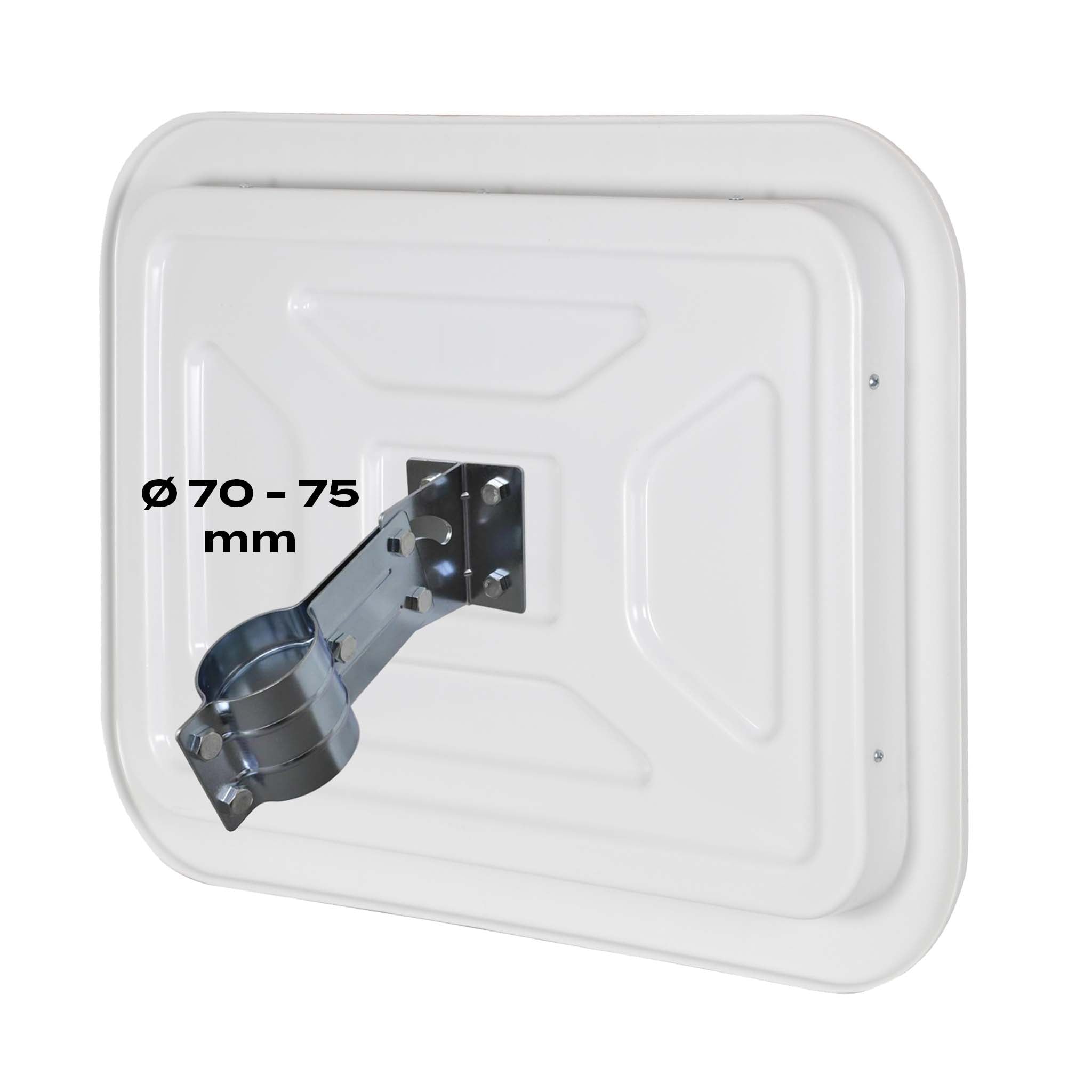 Specchio di sicurezza 70x90 cm infrangibile con strisce catarifrangenti bianche e rosse