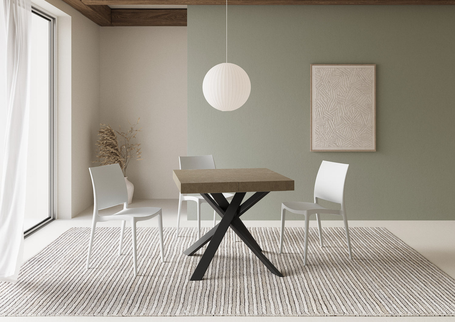 Tavolo Allungabile 90-194x90x76 cm Clerk Tortora Gambe Antracite