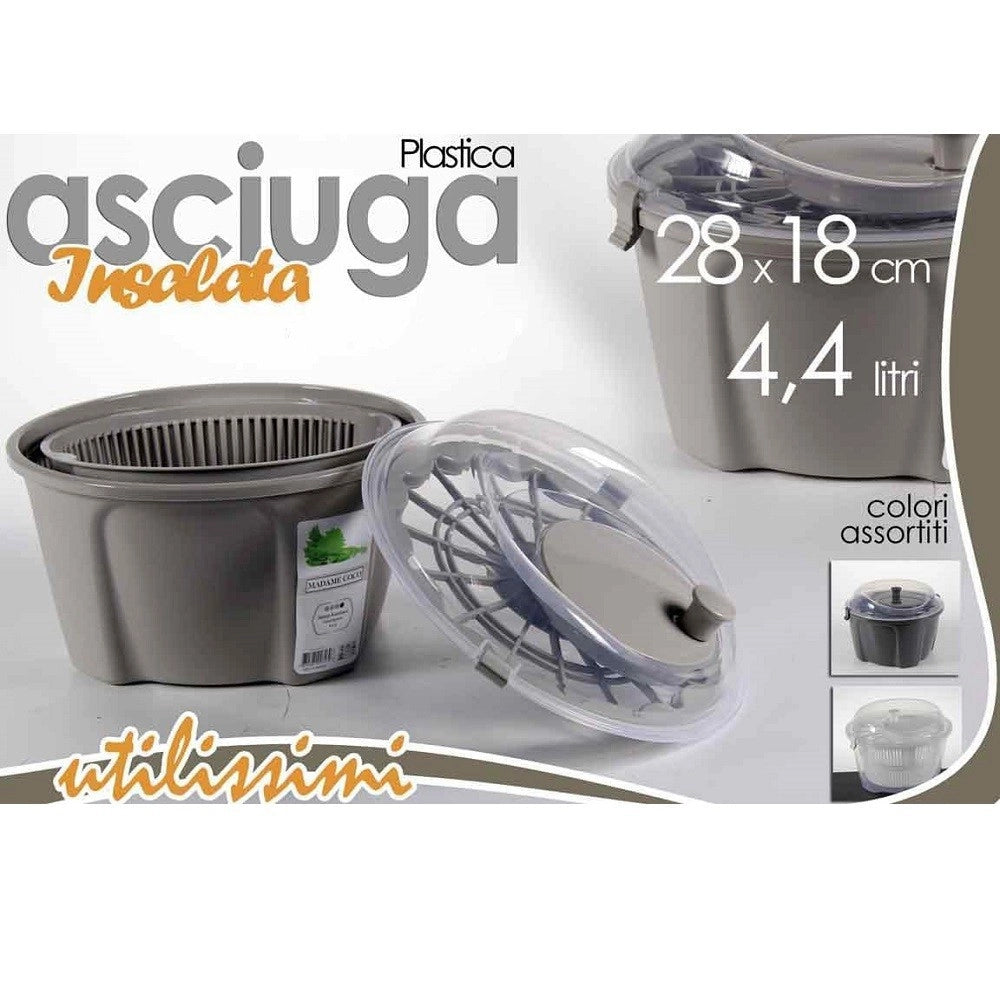 Trade Shop - Centrifuga Per Verdura Asciuga Insalata 28x18 Cm 4,4 Lt Colori Assortiti 681455 -