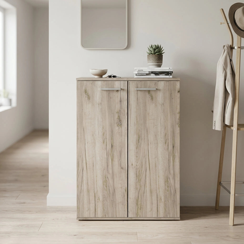 Armadietto da Bagno con 2 ante in Legno Composito cm 68x34x95 - COLBY