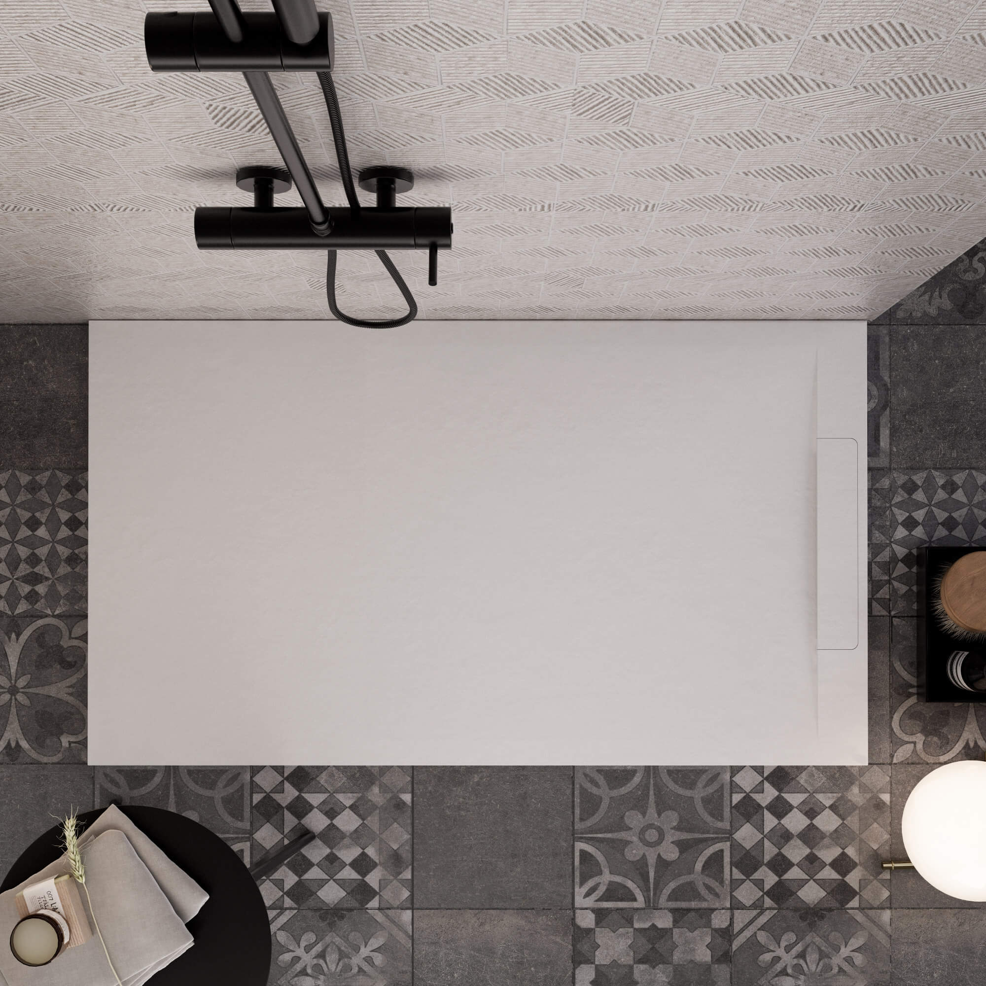 Piatto Doccia in Pietra 90x140 cm Bonussi Ardesia Calcutta Bianco