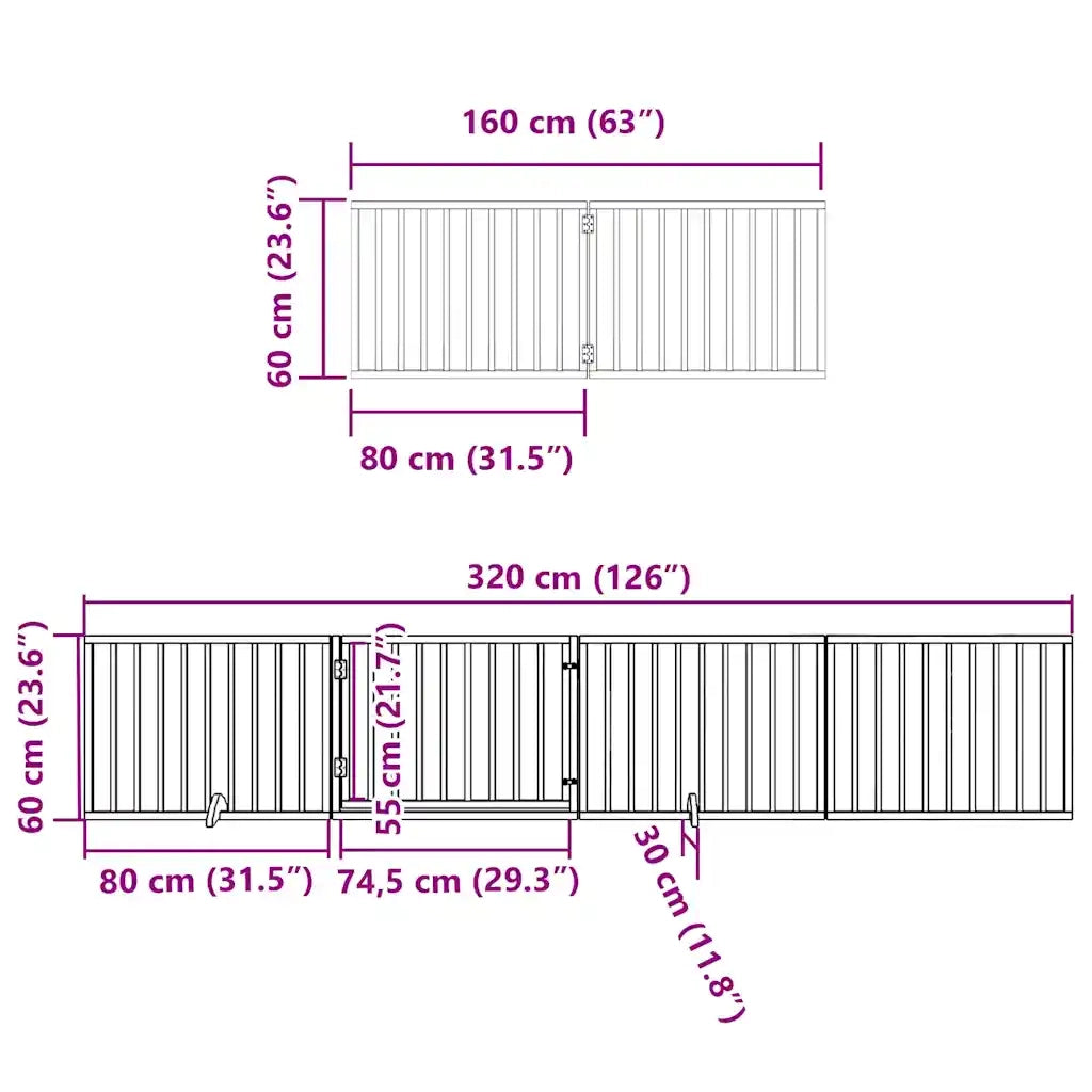 Cancello Cani Porta Pieghevole Marrone 8 Pannelli 640cm Pioppo 3155578
