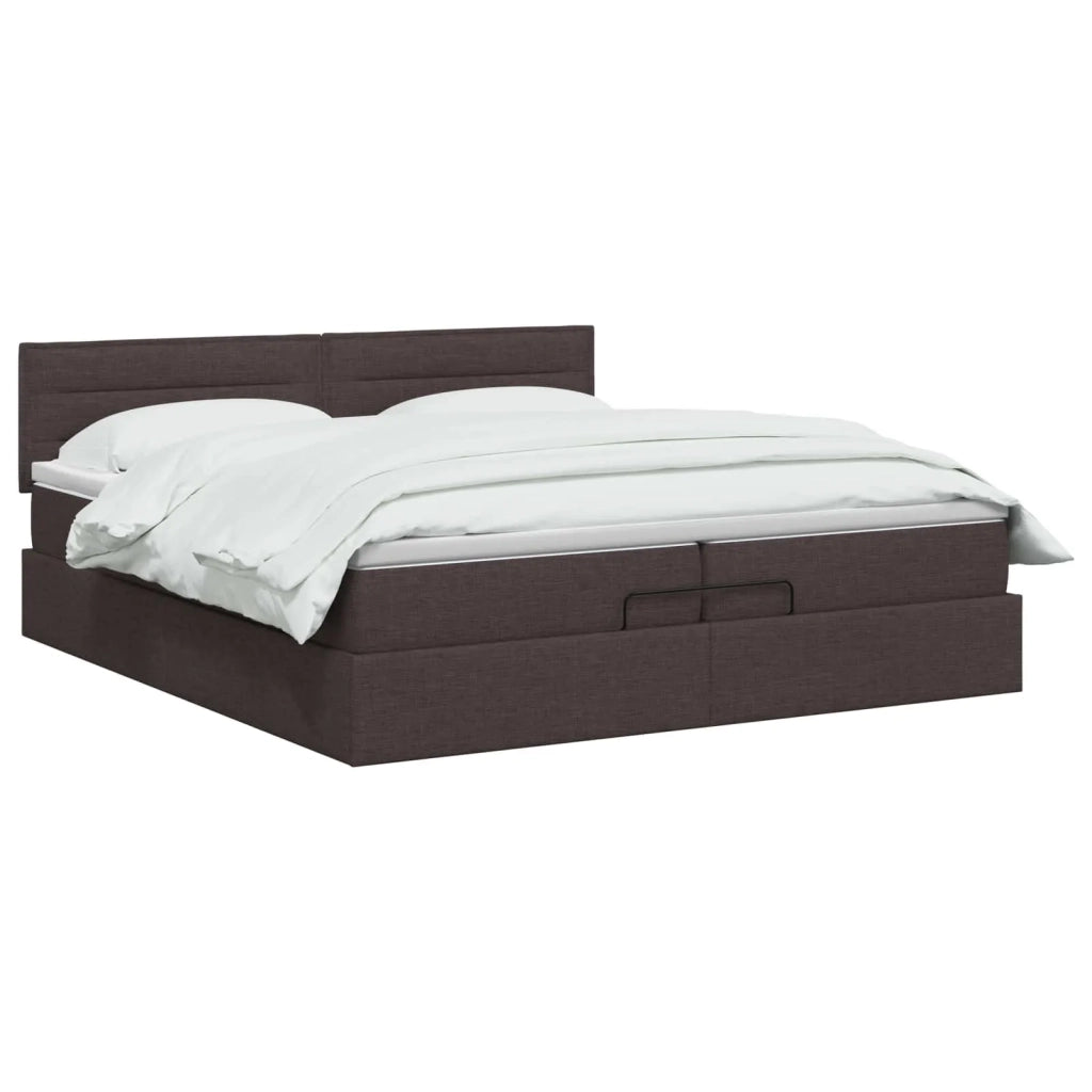 Letto Ottomano con Materasso e LED Marrone Scuro 200 x 200 cm 3456853