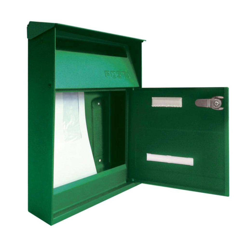 ALUBOX FT Cassetta Postale Da Esterno 32,5X22X11 Cm Cassetta Posta Con Tettuccio Superiore Cassetta Lettere Prelievo Frontale Cassetta Della Posta Formato Lettera COLORE: VERDE