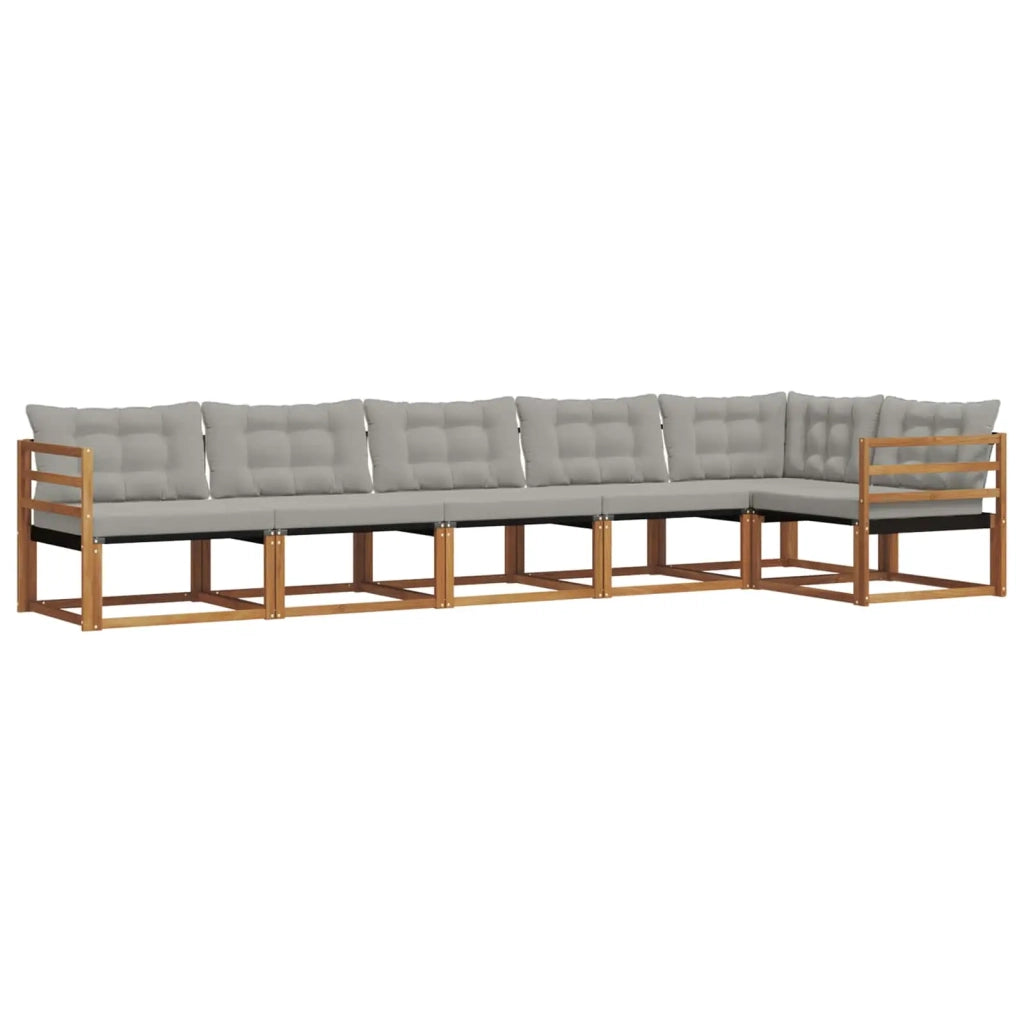 Set di divani da esterno 6 pcs Grigio Naturale e Chiaro