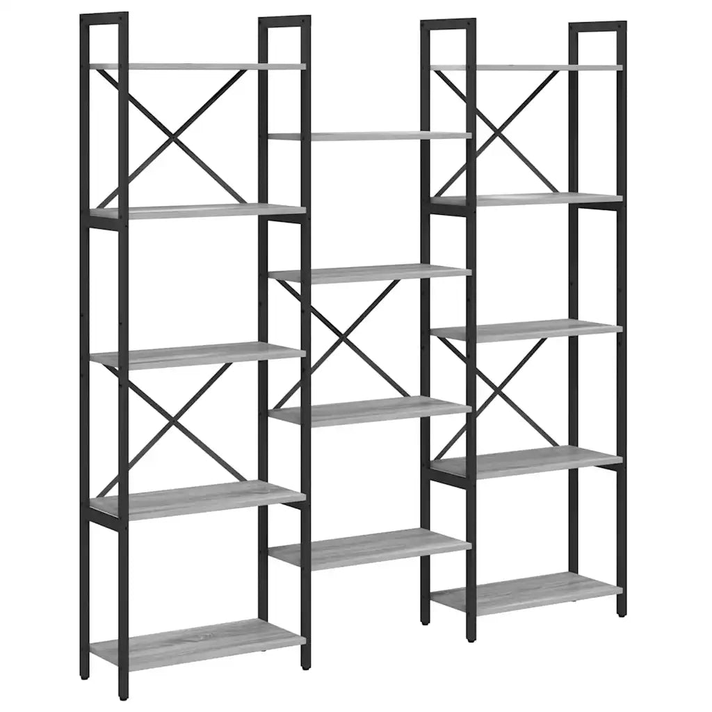 Libreria-Scaffale per Libri-Mobile di Stoccaggio Grigio sonoma 156 x 25 x 167 cm Legno multistrato